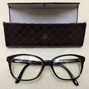 Gucci Black and Gold Glitter Glasses (53 mm)